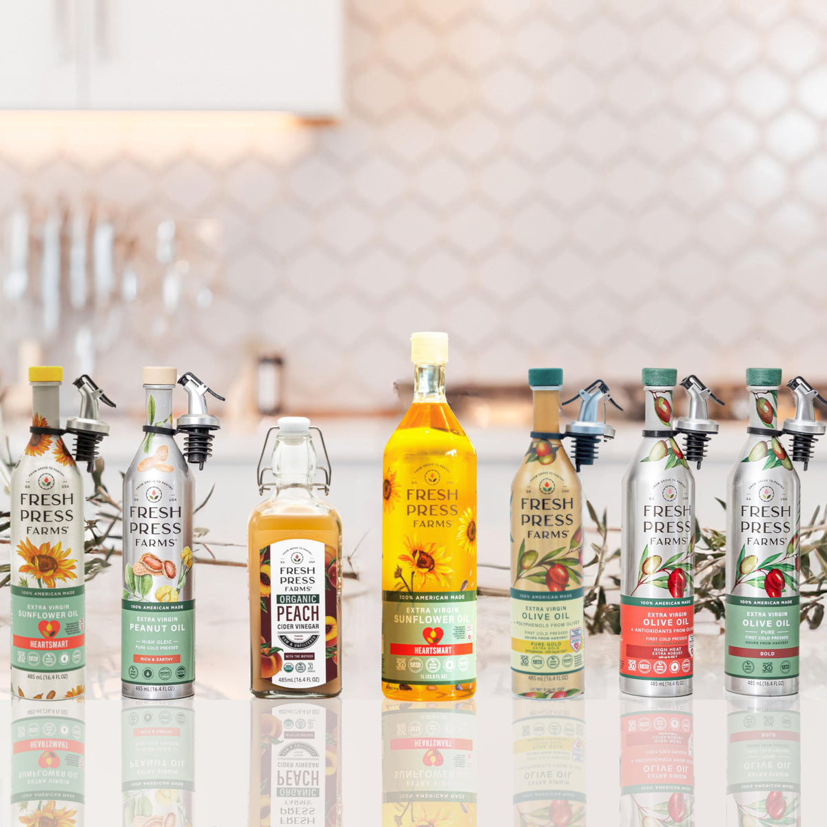 Whole30-certified peach cider vinegar bottle supports clean meal prep.
