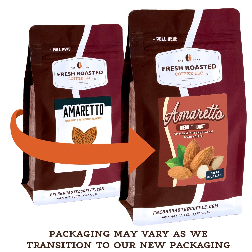 Fresh Roasted Coffee amaretto pour captures inviting aroma and balanced sweetness.