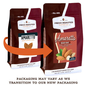 Fresh Roasted Coffee amaretto pour captures inviting aroma and balanced sweetness.