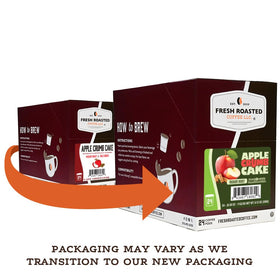 Fresh Roasted Coffee Apple Crumb Cake packaging highlights fall flavor and aroma.