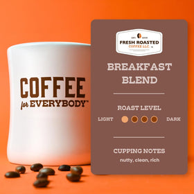 Fresh Roasted Coffee Breakfast Blend pod brewed cup—ready for a smooth morning ritual.