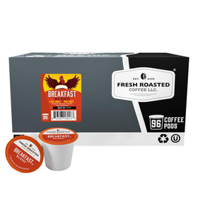 Fresh Roasted Coffee Breakfast Blend pods front view for quick, flavorful mornings.