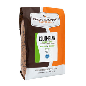 Fresh Roasted Coffee Colombian Water Half-Caf bag preserves aroma and freshness