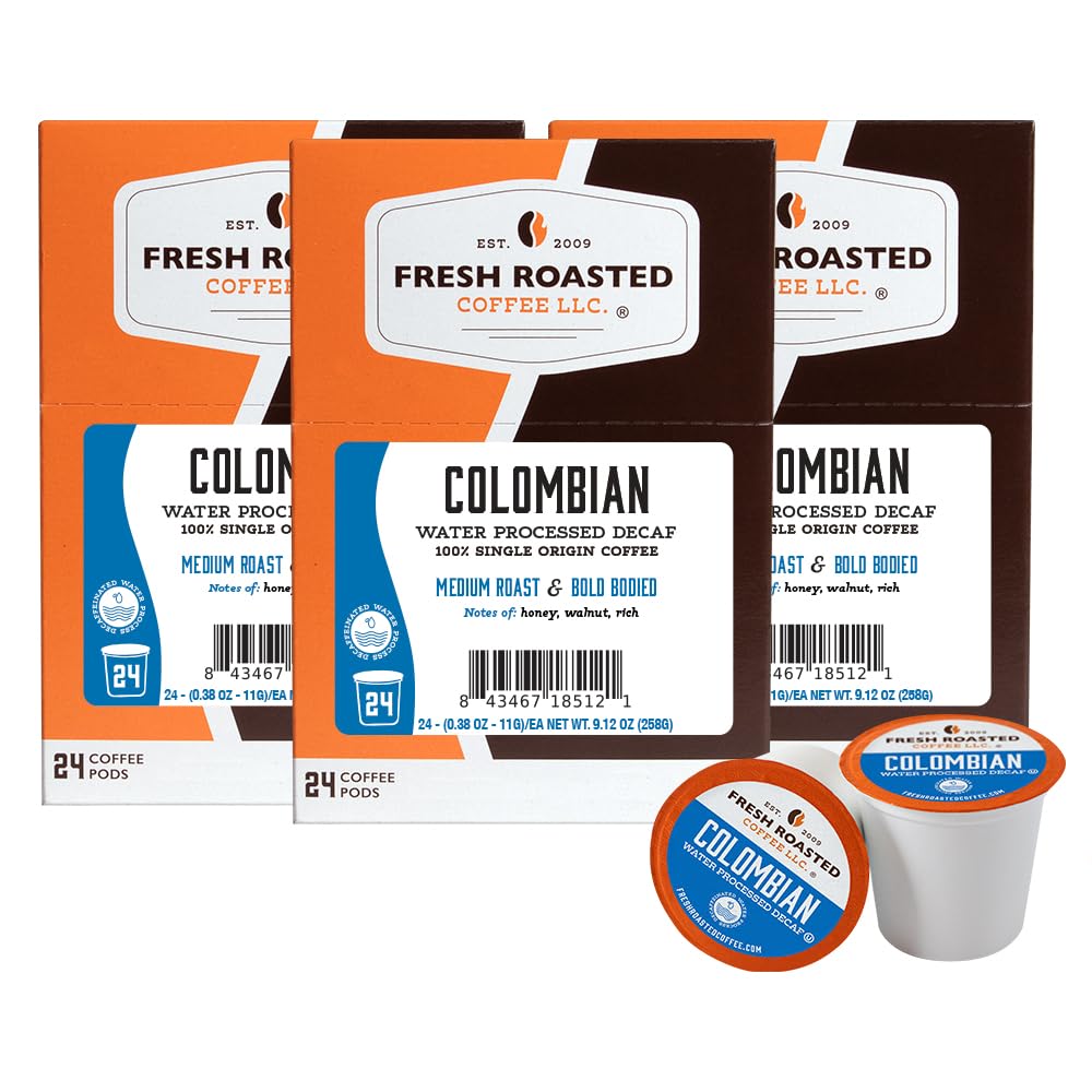 Fresh Roasted Coffee decaf beans reveal honey-walnut notes for a rich, caffeine-free experience.