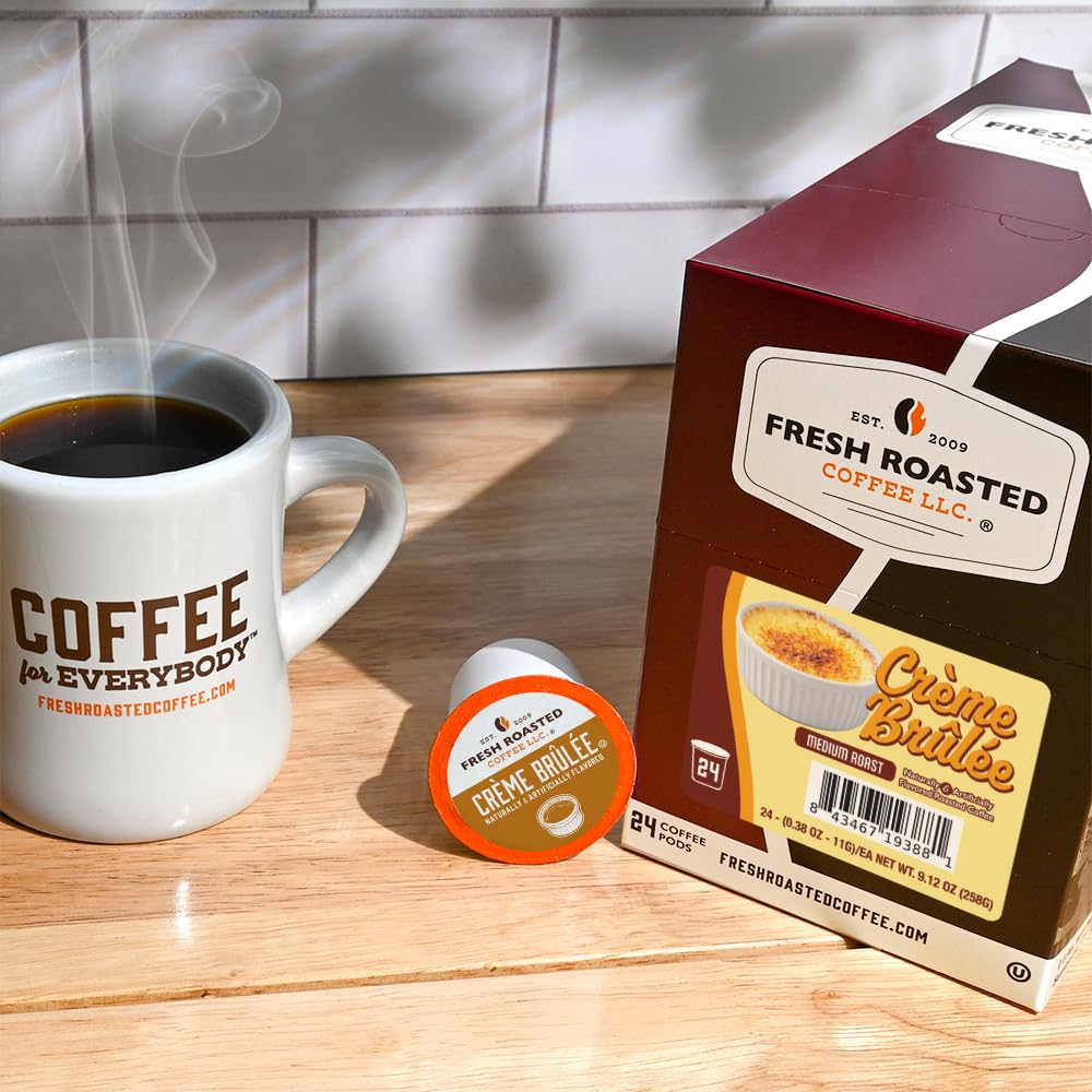 Pod being brewed into a mug to reveal rich aroma and smooth finish.