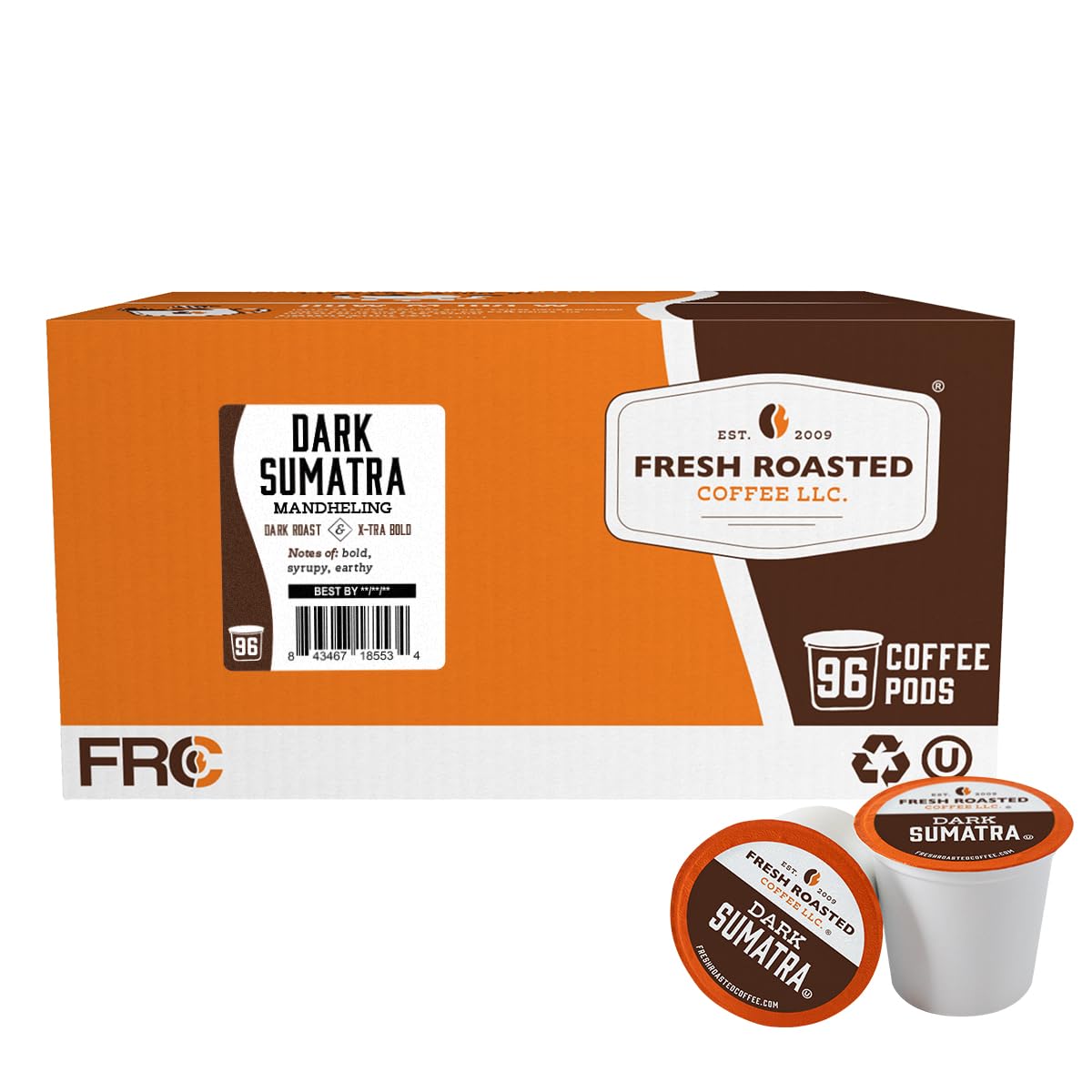 Fresh Roasted Coffee Dark Sumatra Mandheling pod pack showcases bold, low-acidity flavor for daily use