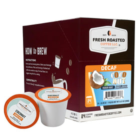 Fresh Roasted Coffee Decaf Coconut pod front view for caffeine-free moment