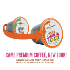 Fresh Roasted Coffee decaf pod reveals vanilla caramel notes for a smooth cup