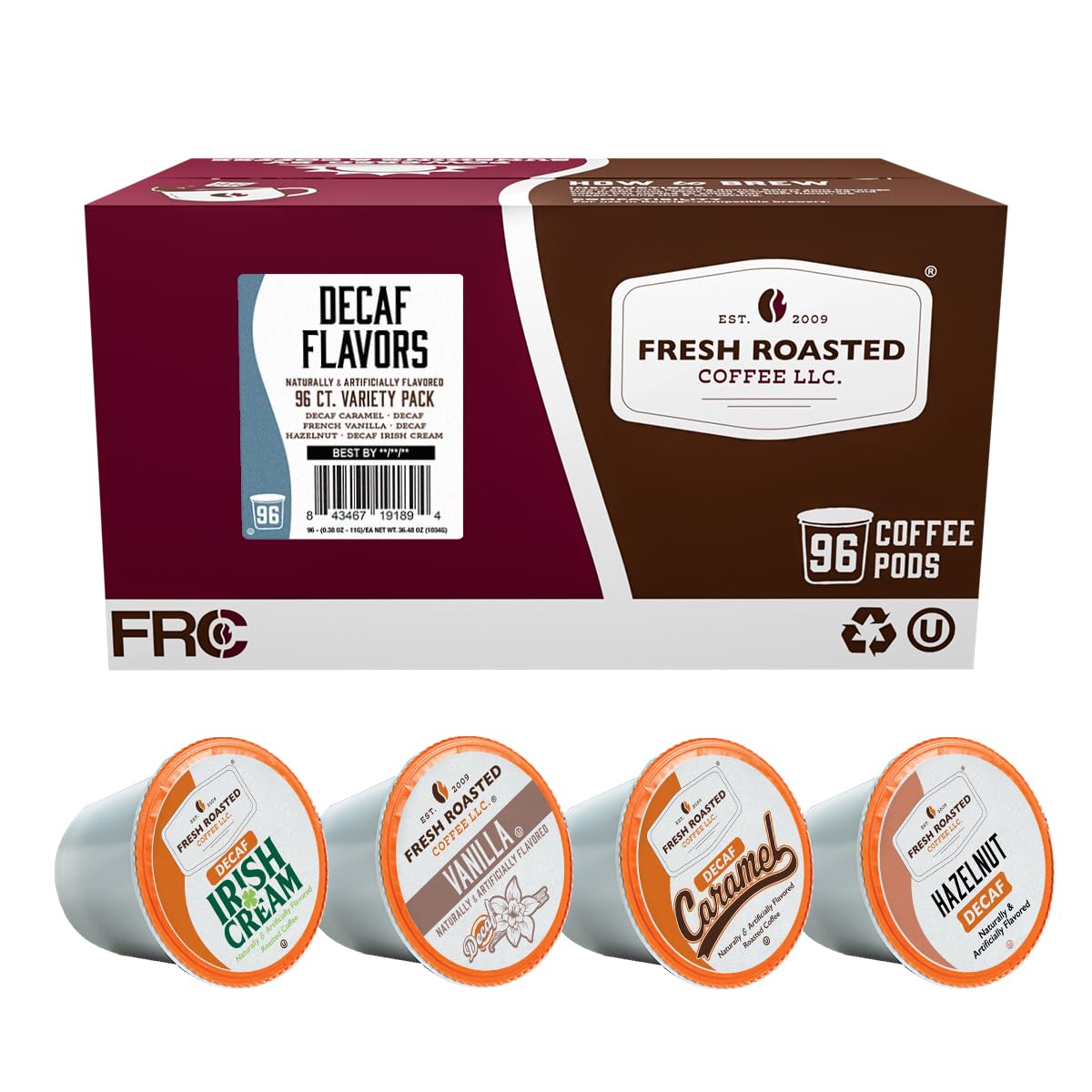 Fresh Roasted Coffee decaf vanilla pods with rich aroma and flavor