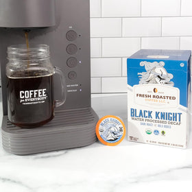 Fresh Roasted Coffee Fair Trade-certified label signals ethical sourcing and sustainable growers.