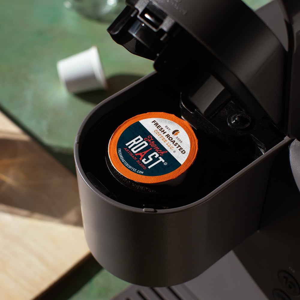 Fresh Roasted Coffee French Roast pod side view fits K-Cup brewer
