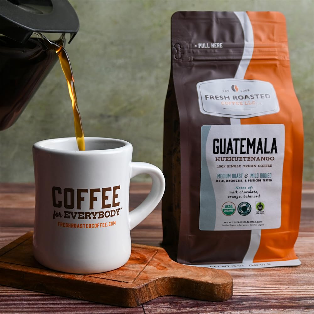 Fresh Roasted Coffee ground 12oz label for quick-morning use