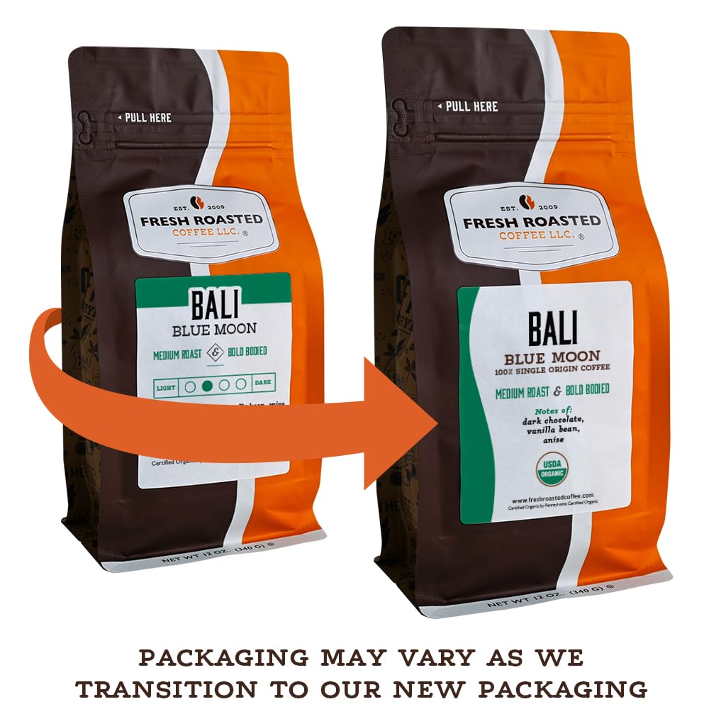 Fresh Roasted Coffee ground bag showing nitrogen-flushed packaging to preserve freshness.