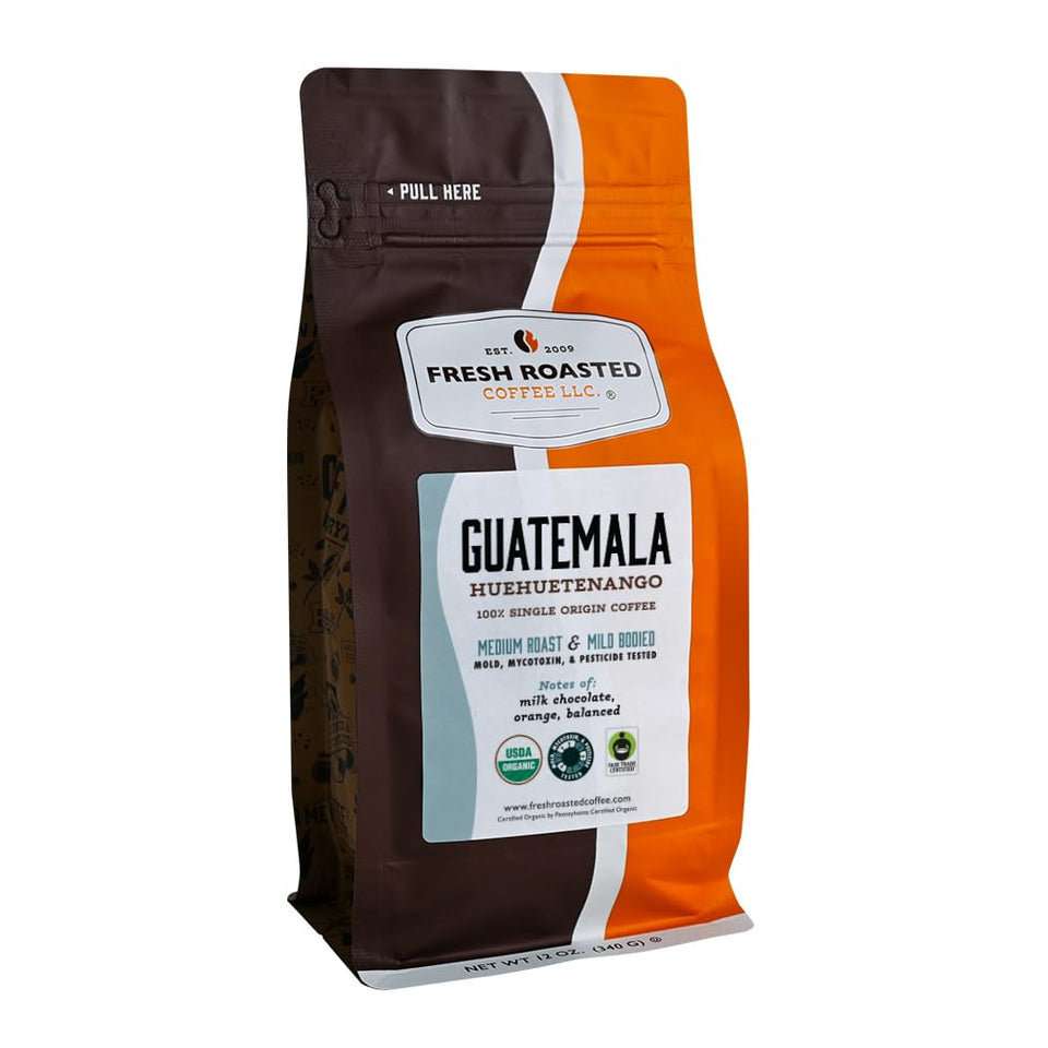 Fresh Roasted Coffee Guatemala Huehuetenango bag ready for everyday drip brewing