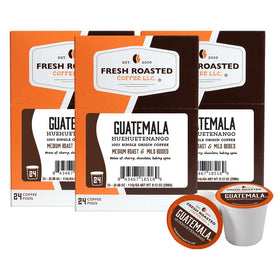 Fresh Roasted Coffee Guatemala Huehuetenango pods for K-Cup brewers delivering balanced flavor.