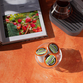 Fresh Roasted Coffee half-caf Colombian cup-steam highlights rich aroma for afternoon sessions
