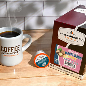 Fresh Roasted Coffee island-inspired mug scene suggesting tropical notes