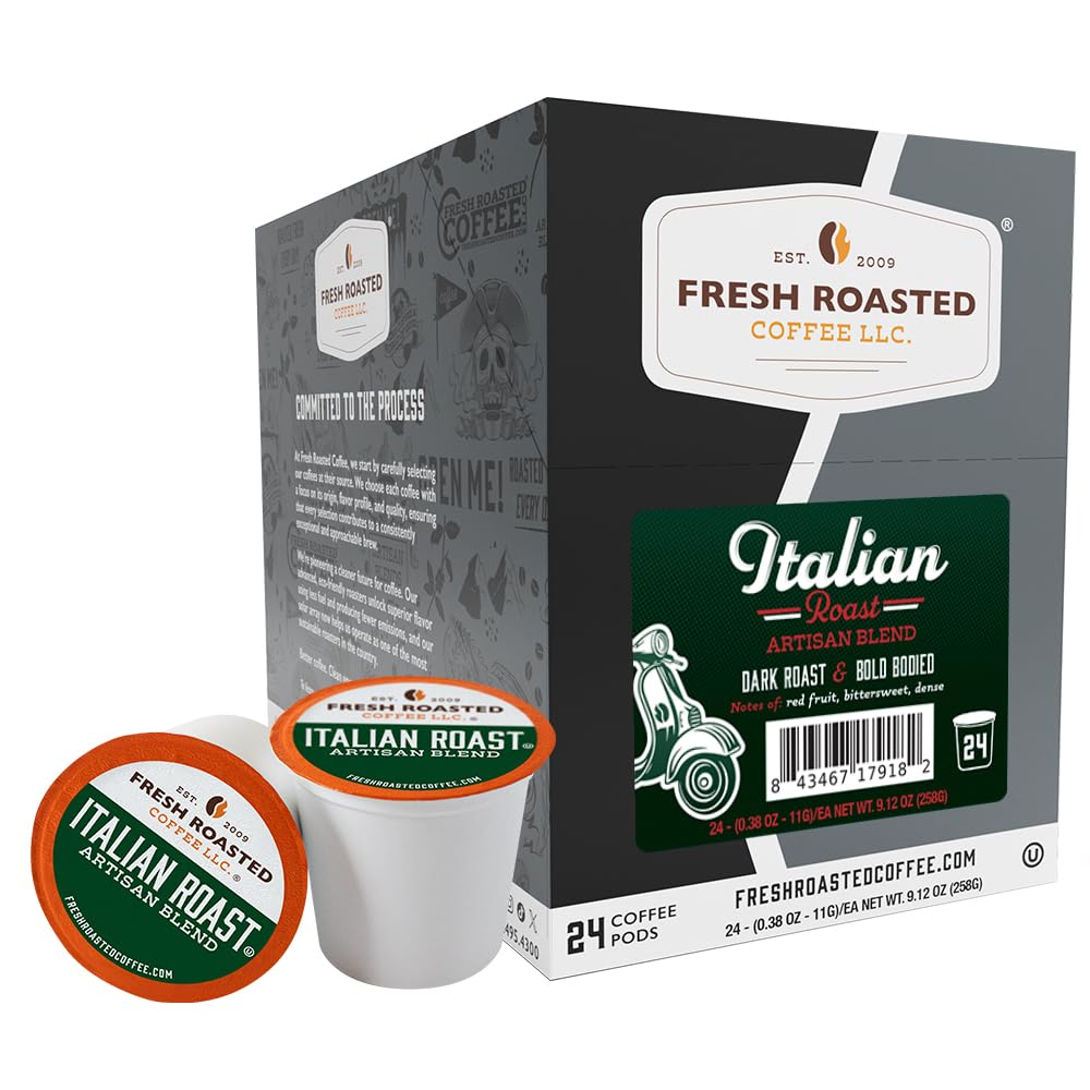 Fresh Roasted Coffee Italian Roast pods for quick mornings with bold flavor
