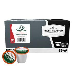 Fresh Roasted Coffee Italian Roast pods for bold espresso and rich drip