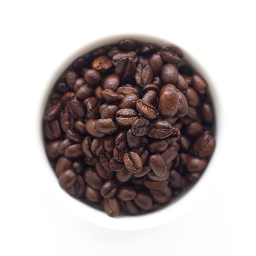 Fresh Roasted Coffee Jamaican Me Crazy close-up highlighting caramel and vanilla notes.