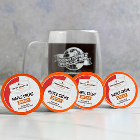 Fresh Roasted Coffee decaf pod in Keurig compatible brewer.
