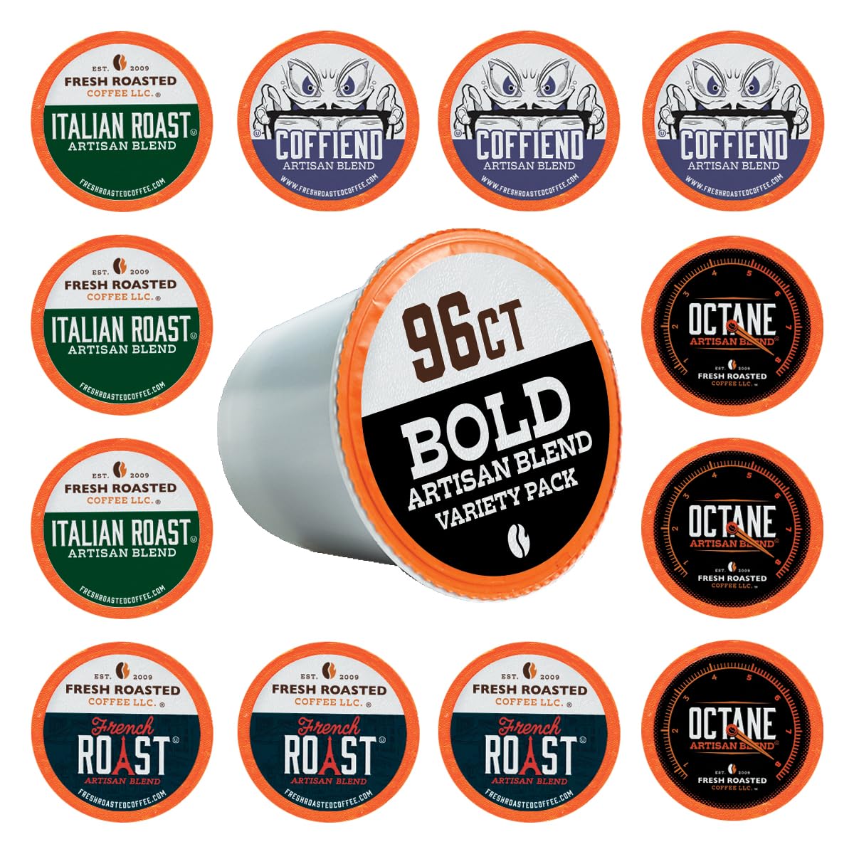 Fresh Roasted Coffee K-Cup compatible pods in a tidy package for quick brews.