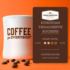 Fresh Roasted Coffee kosher-certified seal signals quality and compliance.