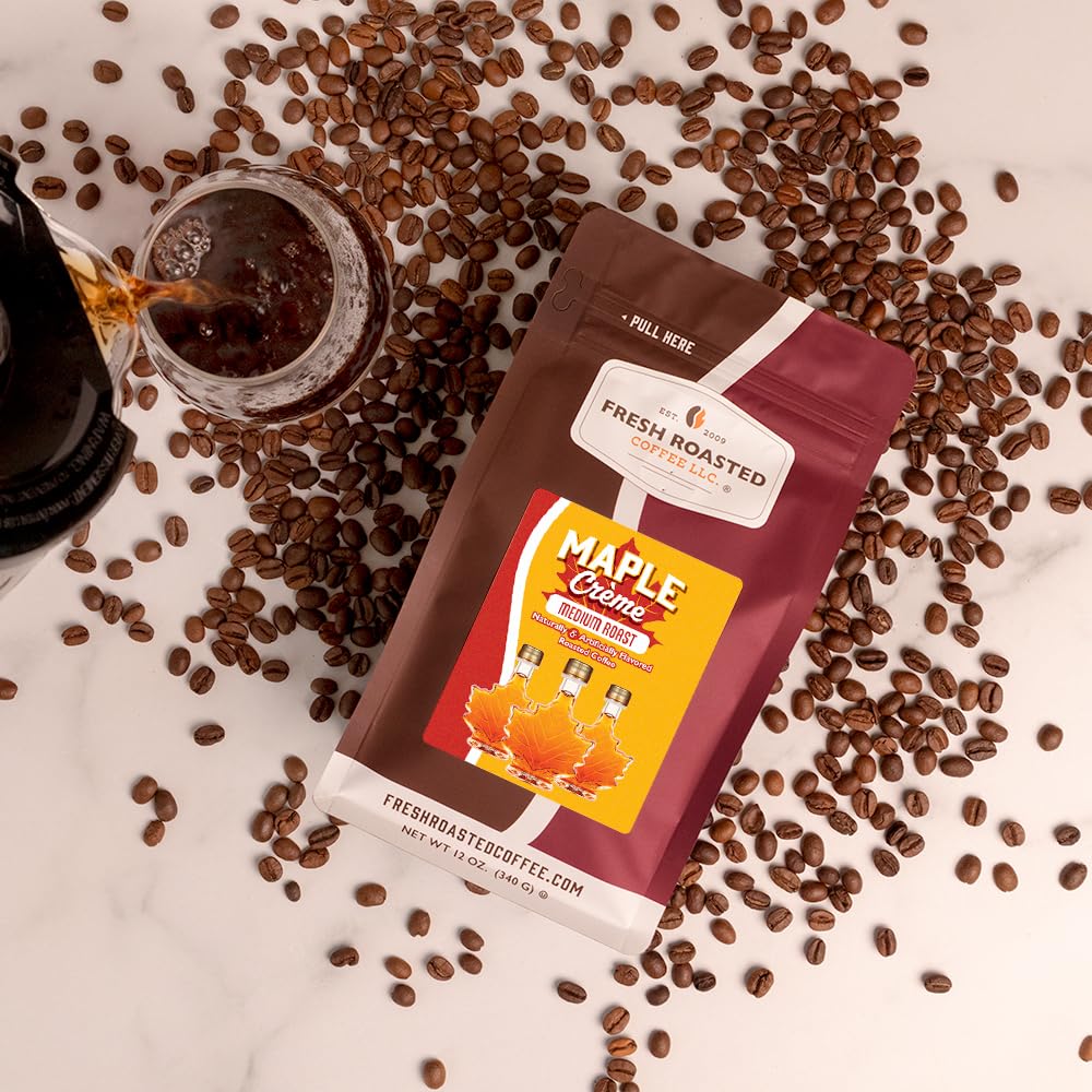 Fresh Roasted Coffee Maple Crème degassing valve keeps aroma stable.