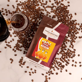 Fresh Roasted Coffee Maple Crème degassing valve keeps aroma stable.