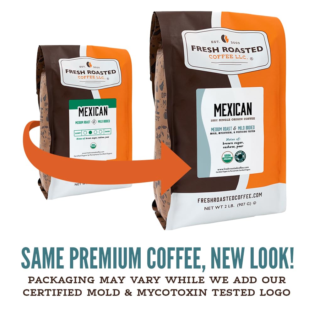 Fresh Roasted Coffee Organic Mexican ground close-up ideal for rich drip brews.