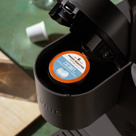 Fresh Roasted Coffee nitrogen flushed pod inside packaging showing freshness barrier