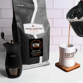 Fresh Roasted Coffee Octane 5lb bag on shelf for convenient large purchase