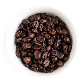 Fresh Roasted Coffee Octane dark roast aroma close-up for a rich, smoky profile