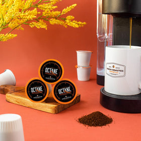 Fresh Roasted Coffee Octane pod opens to rich aroma and robust finish.