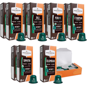 Fresh Roasted Coffee organic espresso capsules in a recyclable pod for single-origin flavor