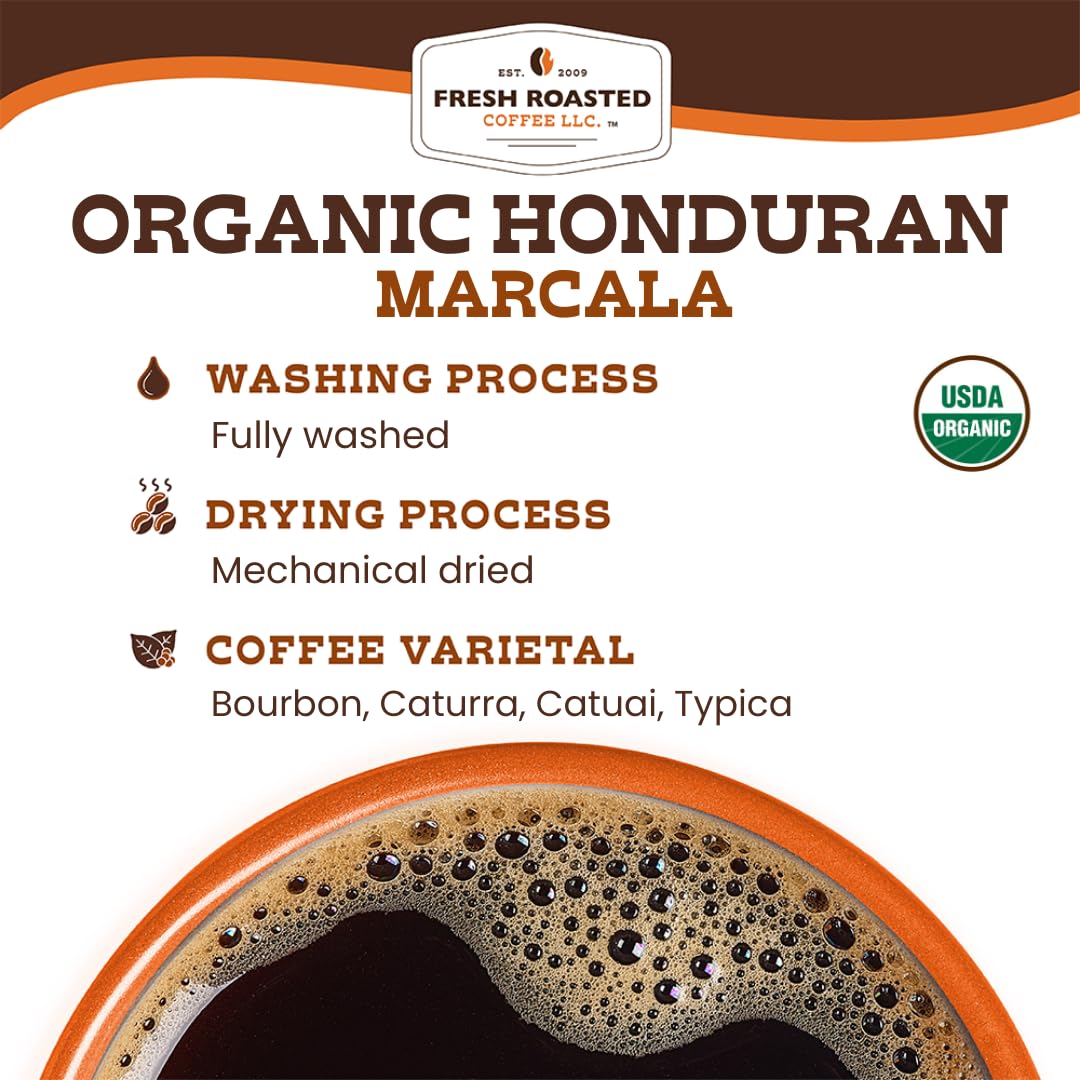 Fresh Roasted Coffee Honduran Marcala USA-packaging design on bag.