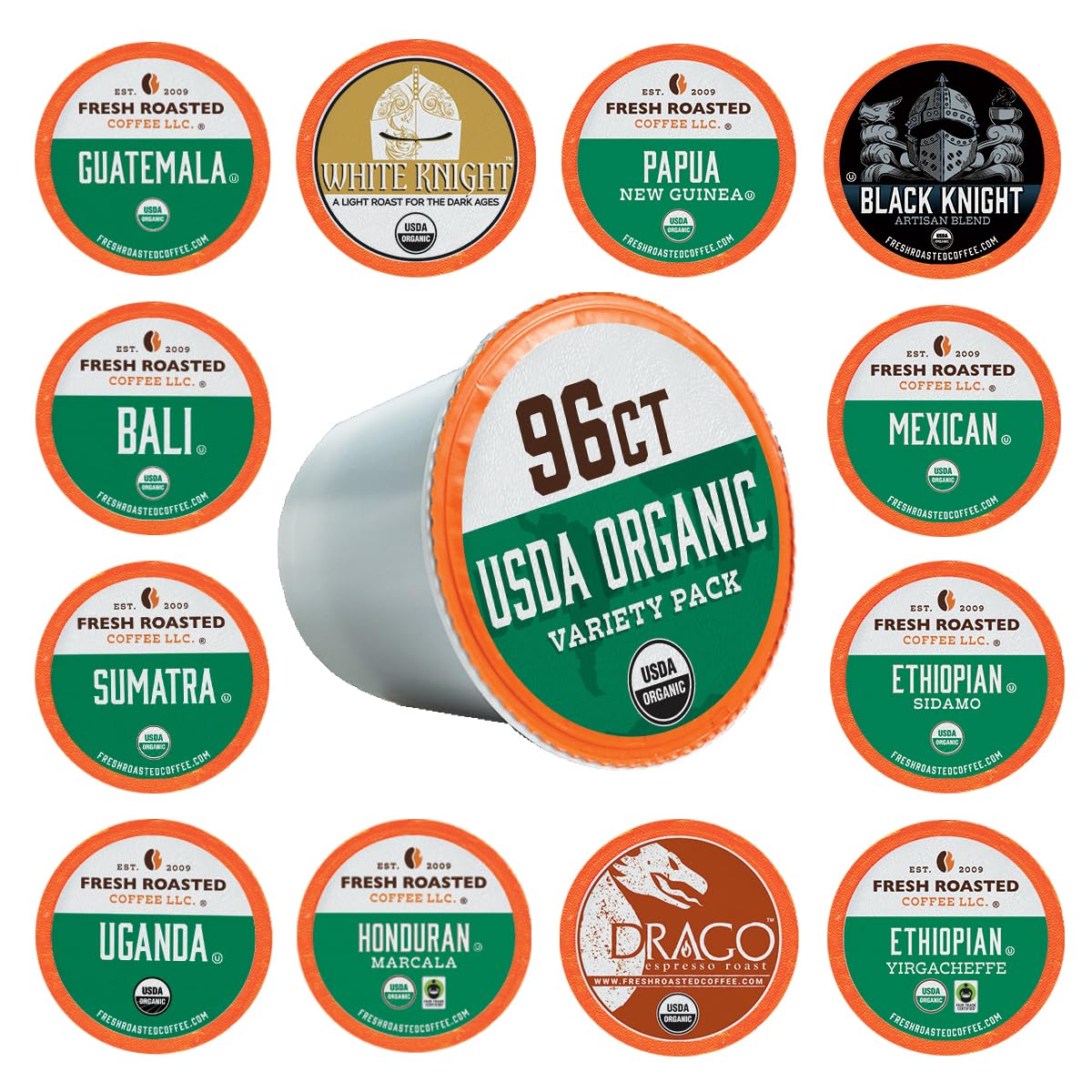 Fresh Roasted Coffee organic certification close-up emphasizes trusted organic sourcing.