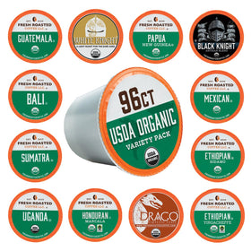 Fresh Roasted Coffee organic certification close-up emphasizes trusted organic sourcing.