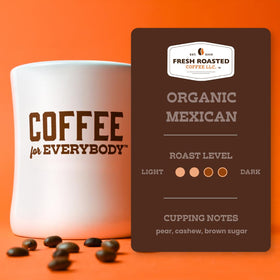 Fresh Roasted Coffee Organic Mexican steaming cup evokes inviting aroma for daily ritual.