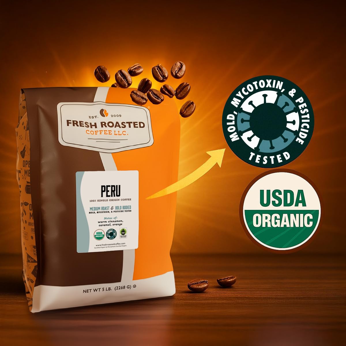 Fresh Roasted Coffee Peru aroma-steam shot highlights inviting fragrance.