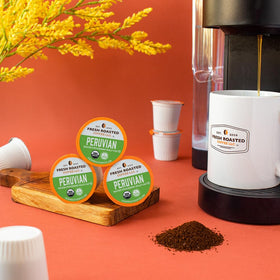 Fresh Roasted Coffee Peru Half-Caf orange-note brightness for balanced sips