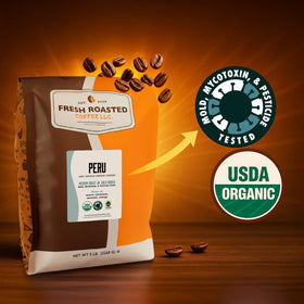 Fresh Roasted Coffee Peru pour-over setup highlighting bright flavor potential