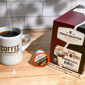 Fresh Roasted Coffee eco-friendly packaging for pods.