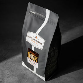 Fresh Roasted Coffee Seriously Dark Artisan Blend coffee beans in a resealable bag