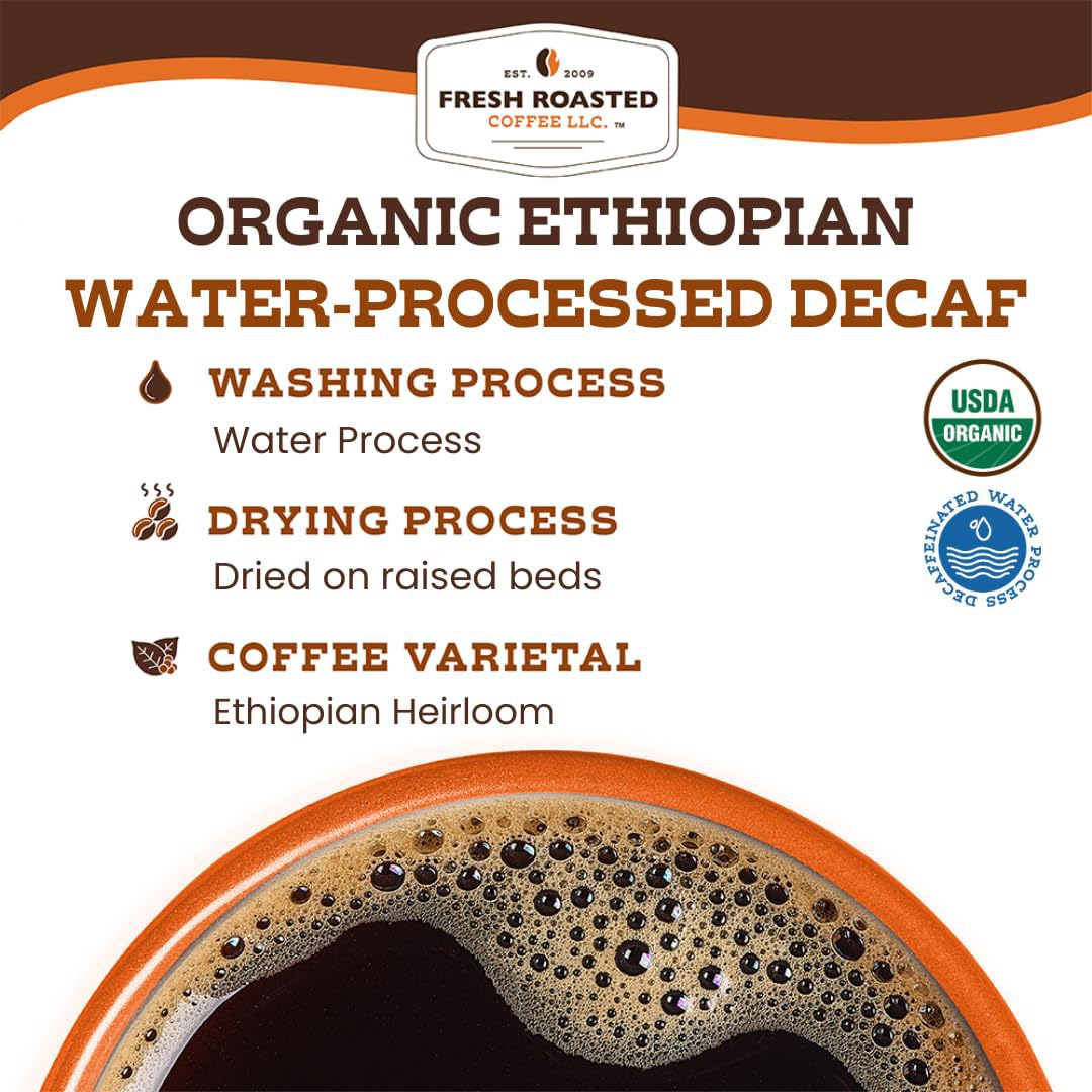 Fresh Roasted Coffee steaming mug implying warmth, comfort, and a smooth decaf experience.