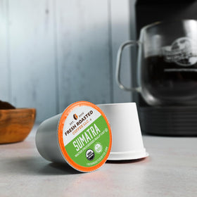 Fresh Roasted Coffee Sumatra origin Arabica beans showcasing sustainability