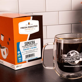 Sumatra single-origin beans from Bener Meriah in distinctive packaging