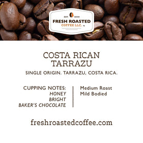 Fresh Roasted Coffee Tarrazu cup steaming ready for a morning brew.