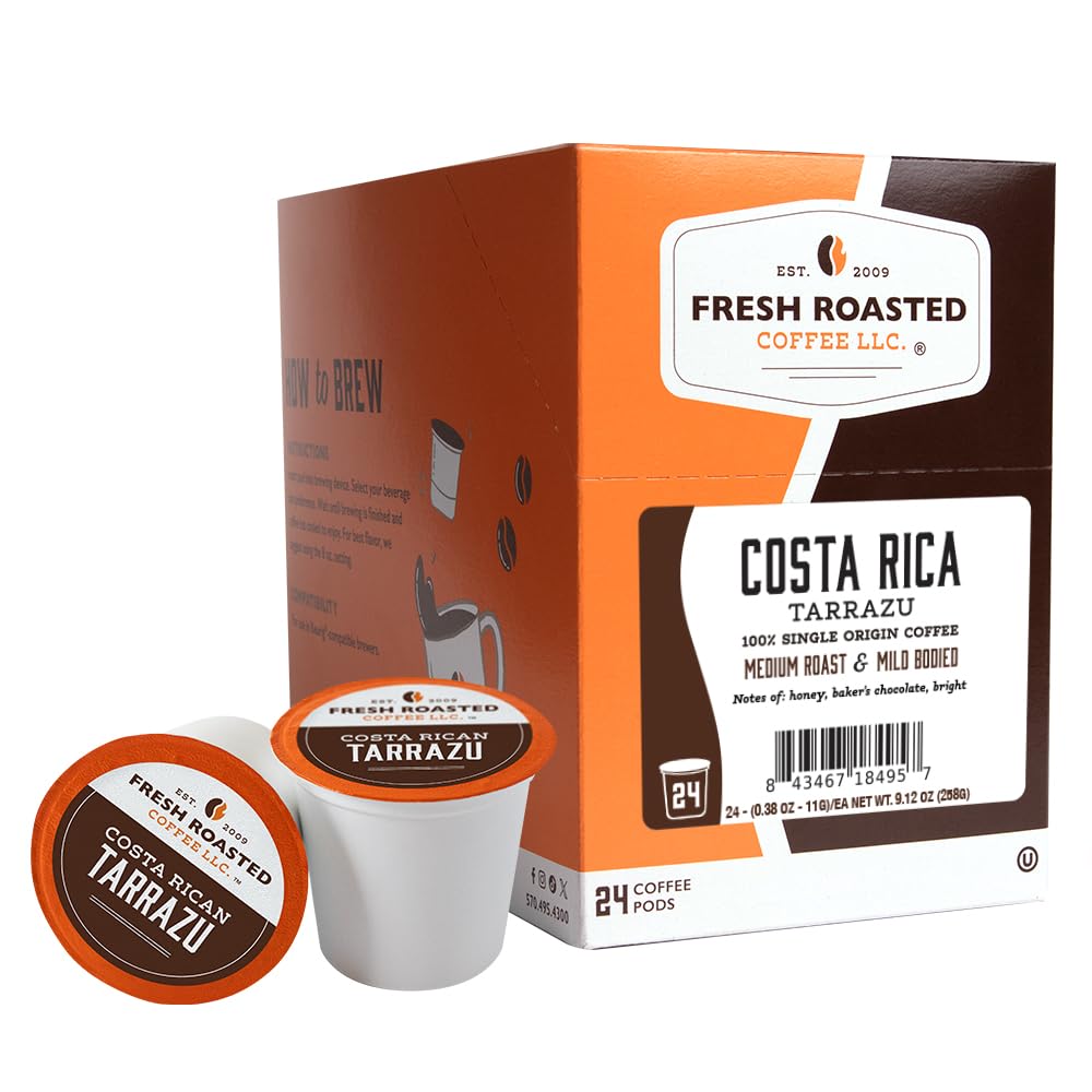 Fresh Roasted Coffee Tarrazu medium roast 24 pods for convenient brews