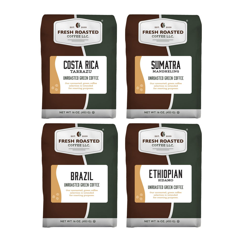 Fresh Roasted Coffee unroasted Adventurer kit bags for home roasting exploration